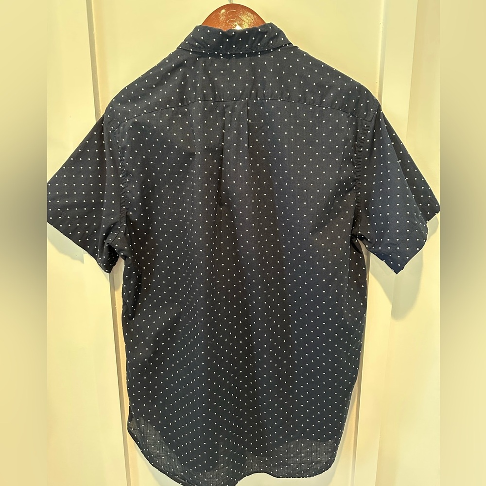 J. Crew Blue and White Polka dot Casual Button Down Shirt - Picture 2 of 6